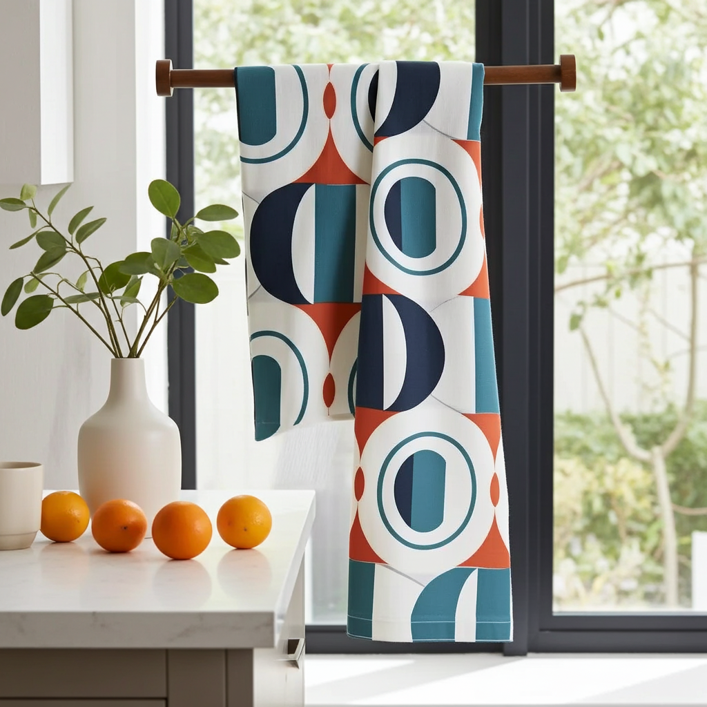 Mid-Century Geometric Kitchen Towel