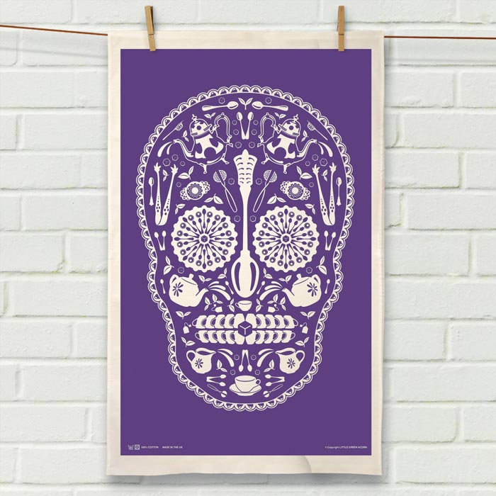 Sugar Skull Tea Towel