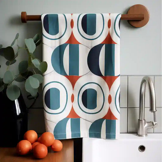 Mid-Century Geometric Kitchen Towel