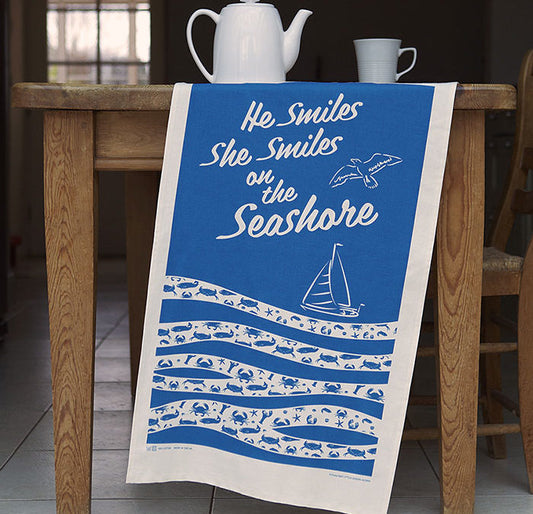 He Smiles She Smiles Tea Towel